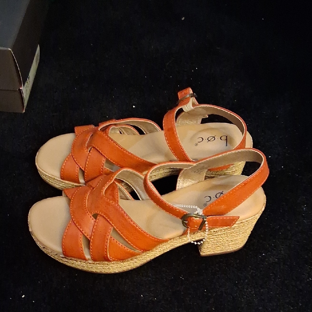 b.o.c. Women's Tan and Rust Platform and Heel Sandals Manmade Size 7
